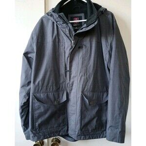 Swisstech Mens Grey/Black Hooded Winter Coat/Jacket M(38-40) GENTLY USED
